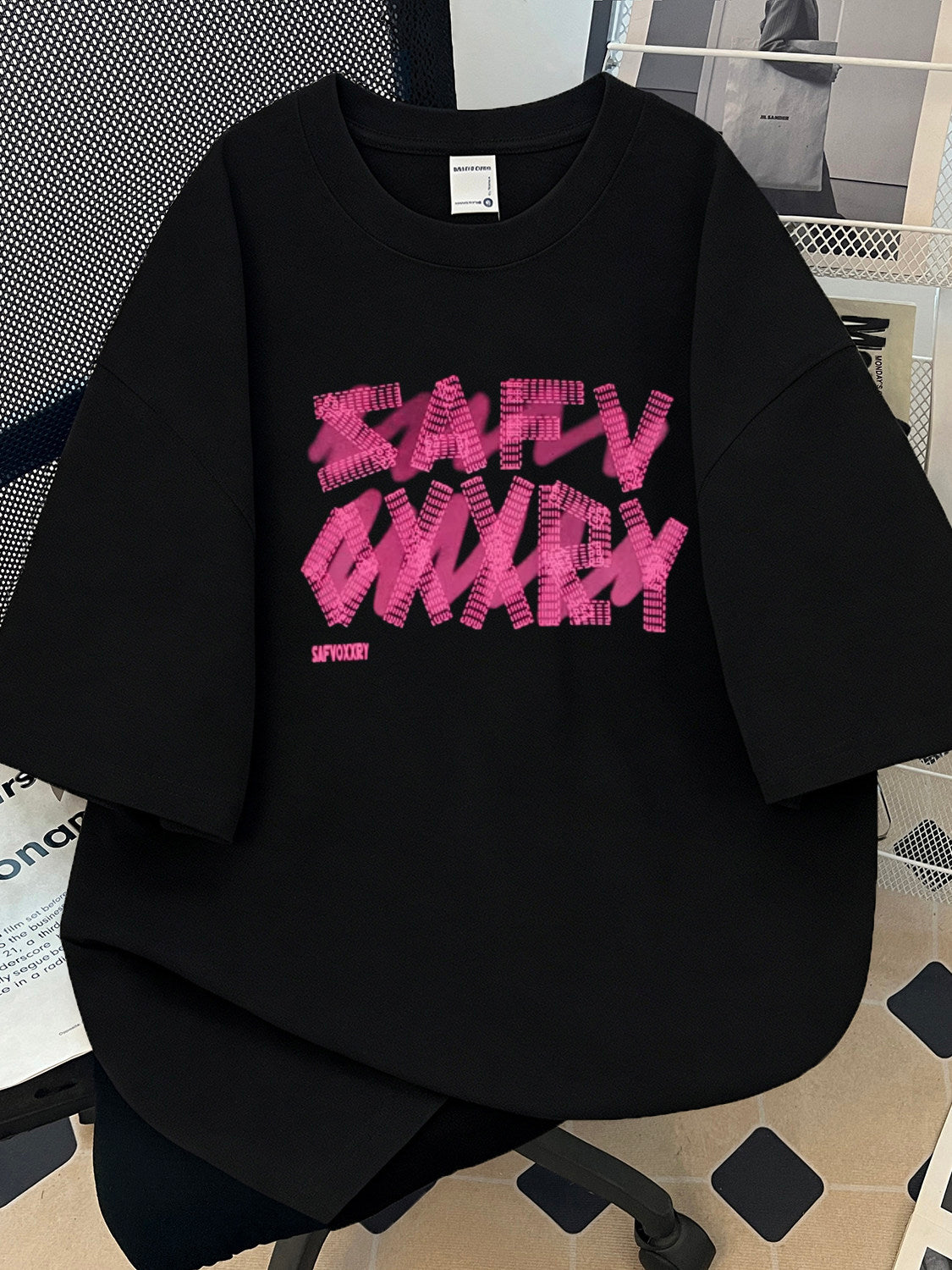 Letter Print Heavyweight Cotton T-Shirt