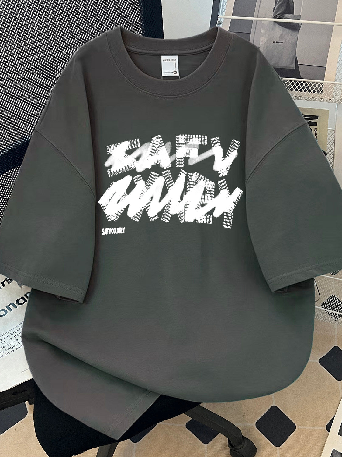 Letter Print Heavyweight Cotton T-Shirt