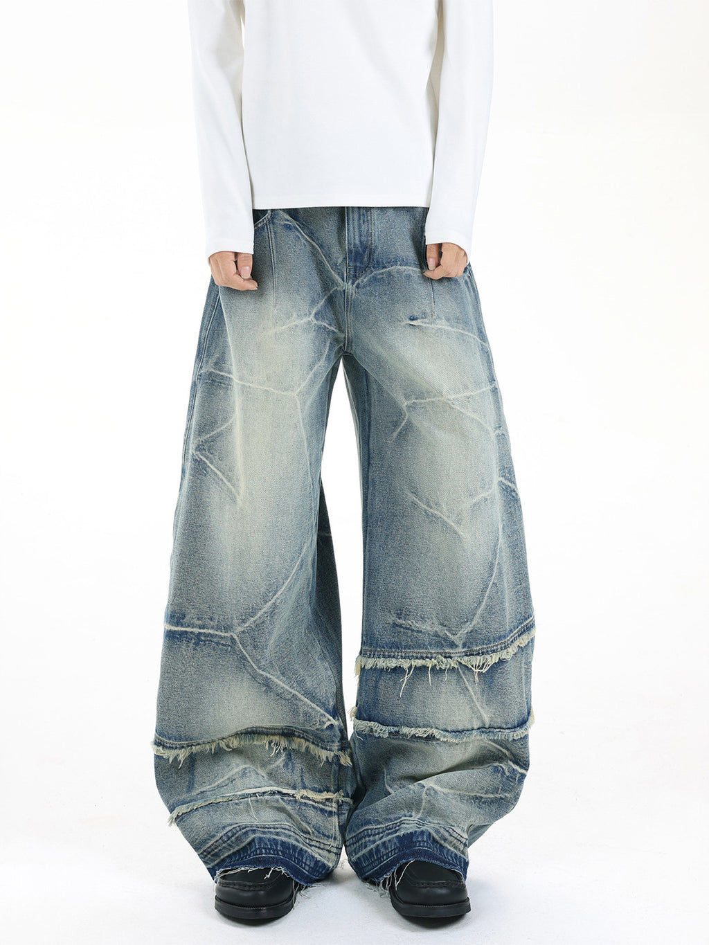 Vintage Wide Leg Denim Trousers