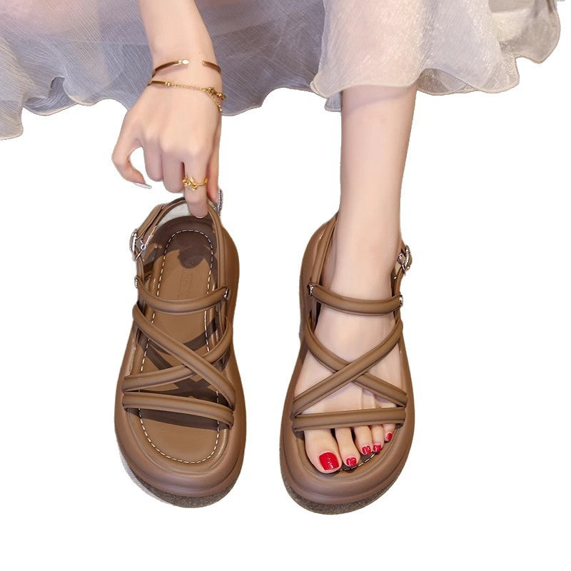Thick-Soled Genuine Leather Sandals
