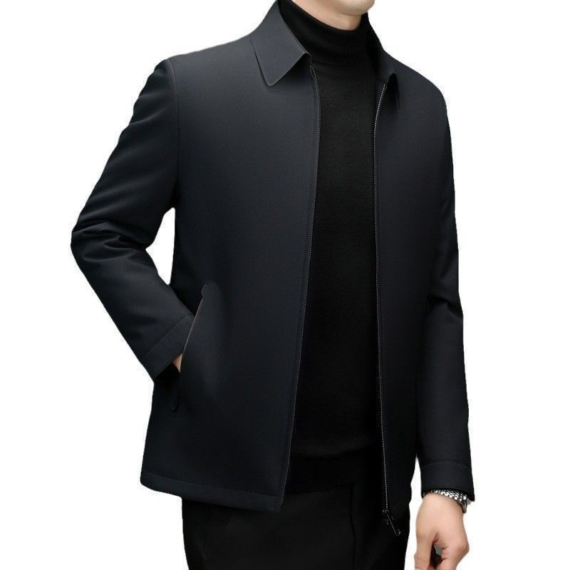 Men's Business Casual Lapel Solid Color Cotton Jacket