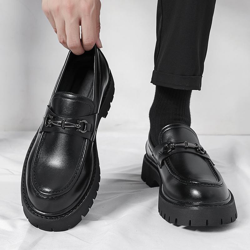 Men's Height Increasing Leather Loafers Patent Leather Casual Shoes