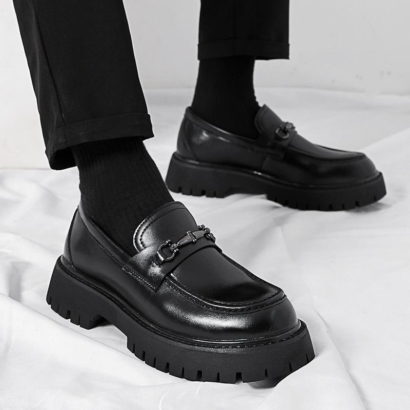 Men's Height Increasing Leather Loafers Patent Leather Casual Shoes