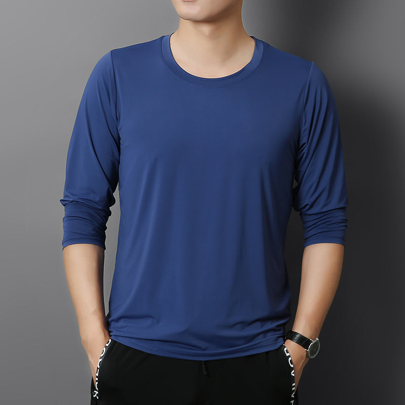 Mens Summer Long Sleeve Ice Silk T-Shirt