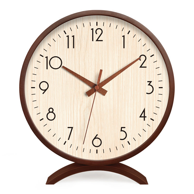 Japanese Style Solid Wood Table Clock Silent Modern Home Decor