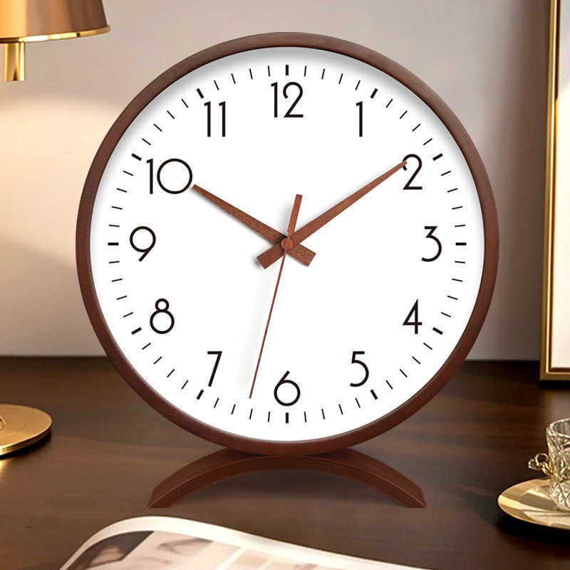 Japanese Style Solid Wood Table Clock Silent Modern Home Decor