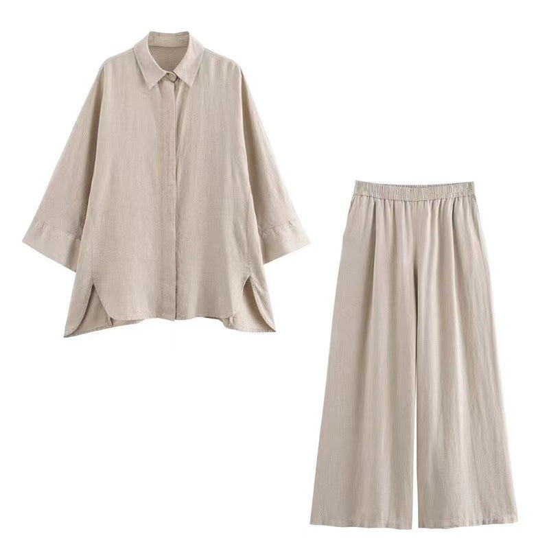 Linen Shirt Straight Trousers