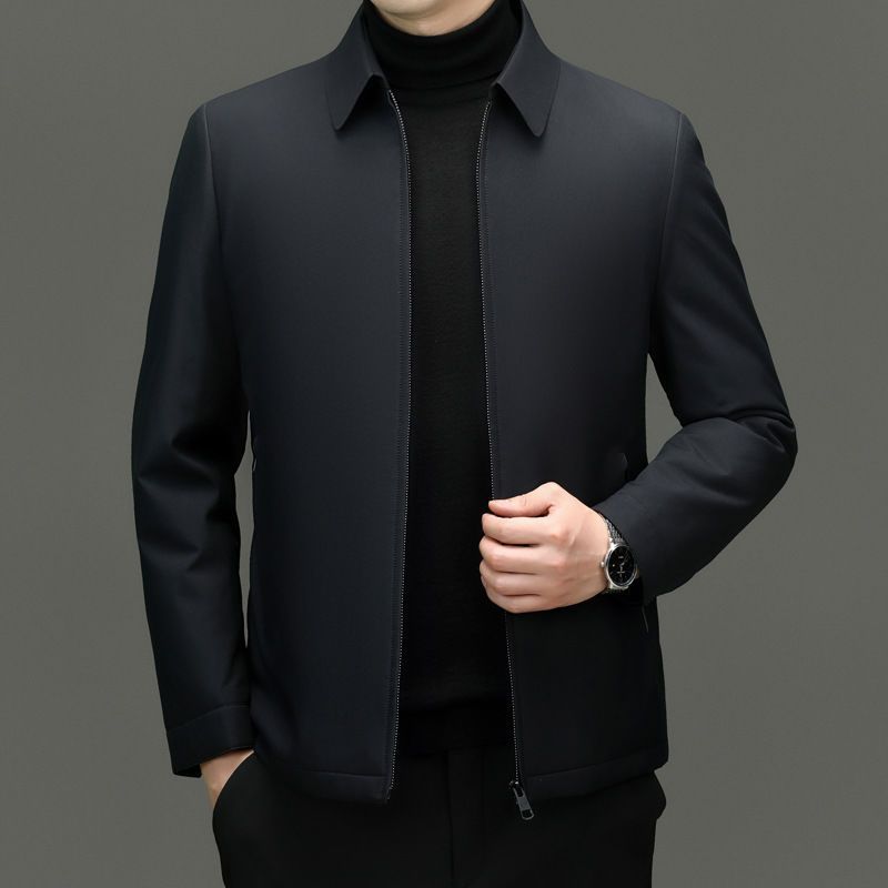 Men's Business Casual Lapel Solid Color Cotton Jacket