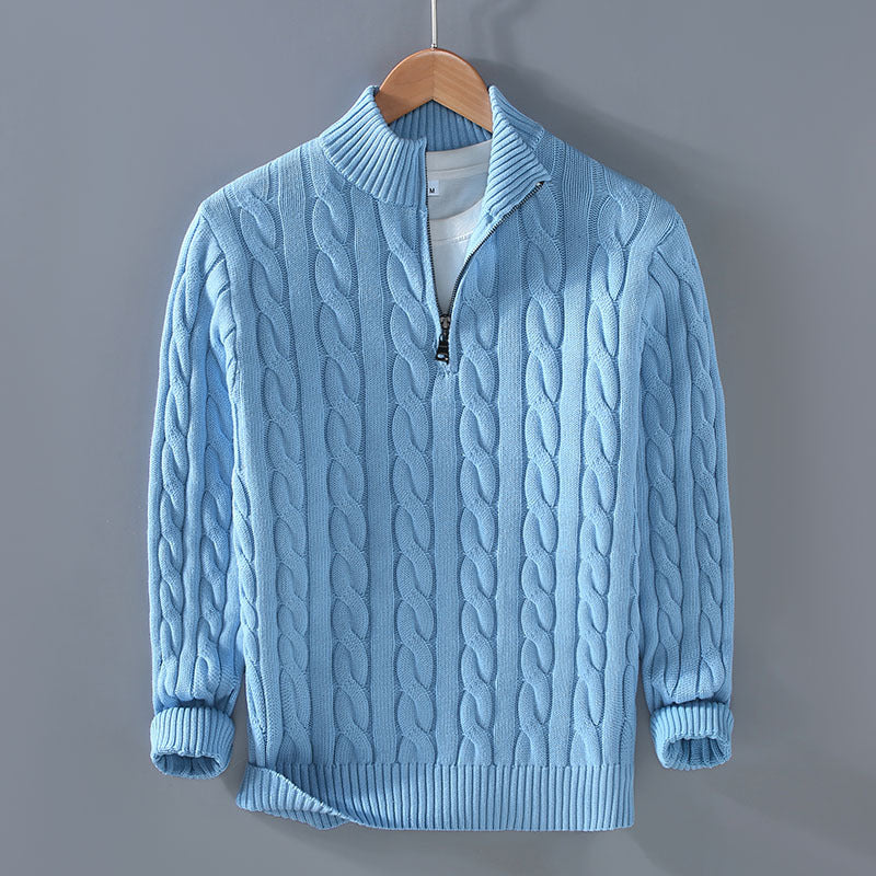 Half-High Collar Thick Coarse-Knit Men's Sweater