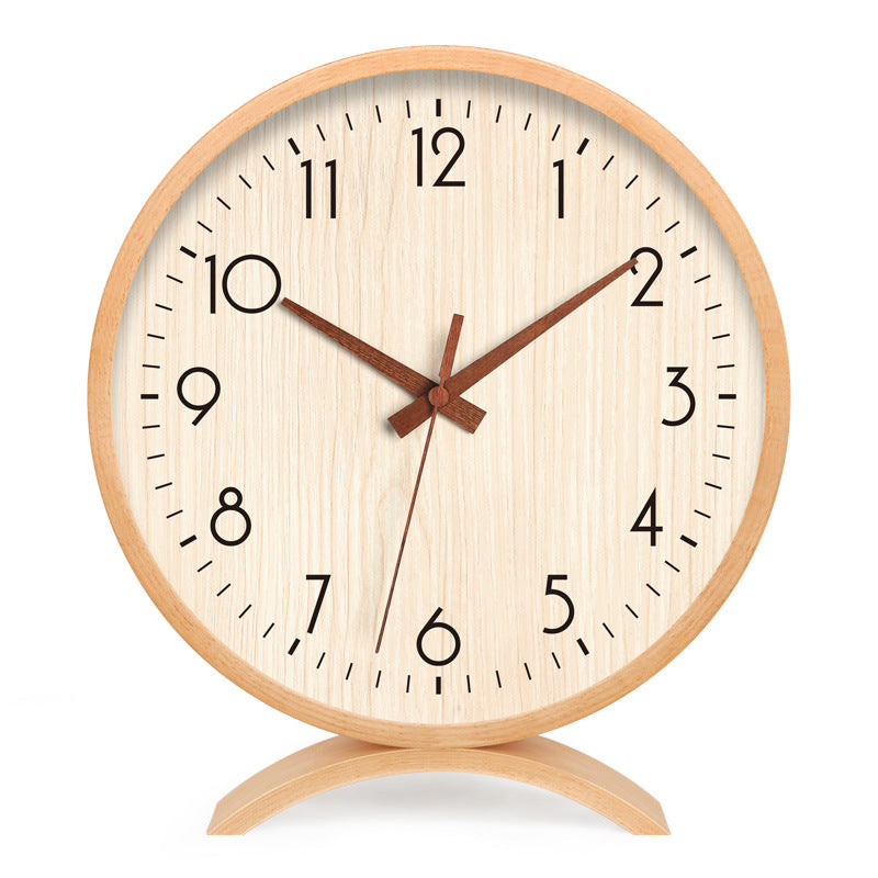 Japanese Style Solid Wood Table Clock Silent Modern Home Decor