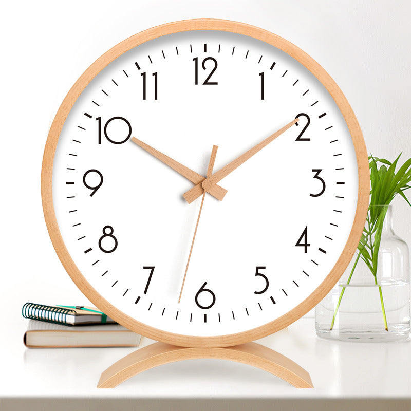 Japanese Style Solid Wood Table Clock Silent Modern Home Decor