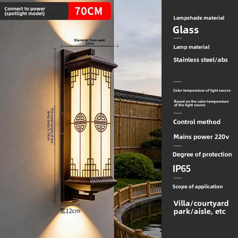 Solar Powered Outdoor Wall Light with Chinese Design