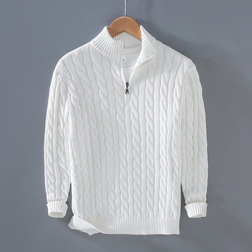 Half-High Collar Thick Coarse-Knit Men's Sweater
