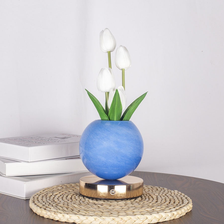 LED Tulip Planet Night Light with Touch Control