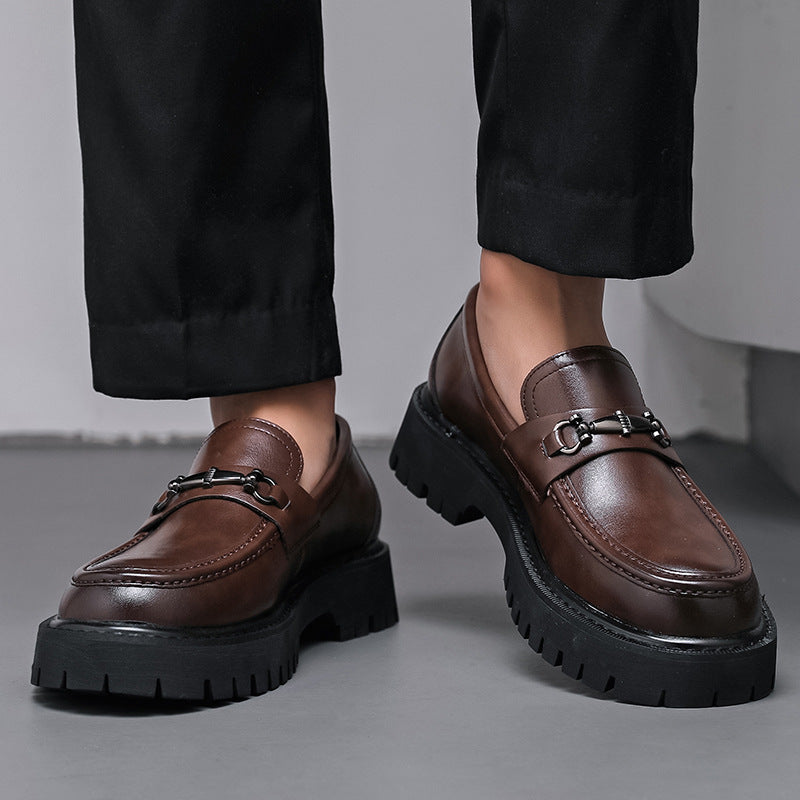 Men's Height Increasing Leather Loafers Patent Leather Casual Shoes
