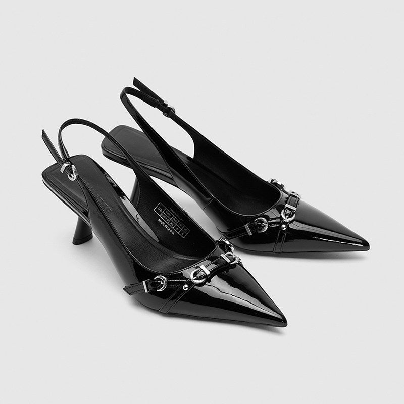 Womens Patent Leather Ankle Strap High Heels