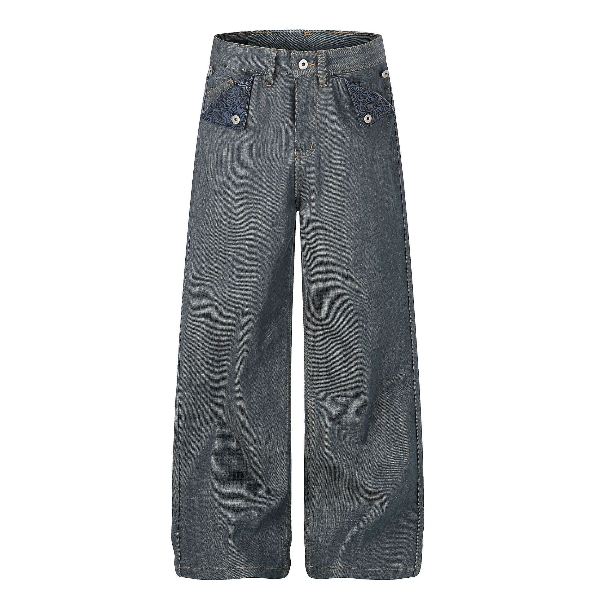 Loose Fit Cotton Denim Jeans Lake Green