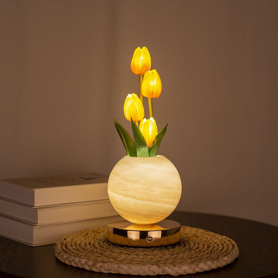 LED Tulip Planet Night Light with Touch Control