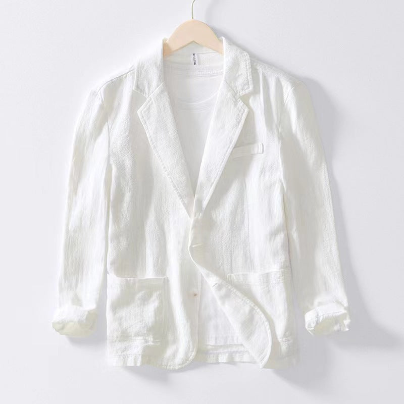 Men's casual loose single-layer cotton and linen jacket