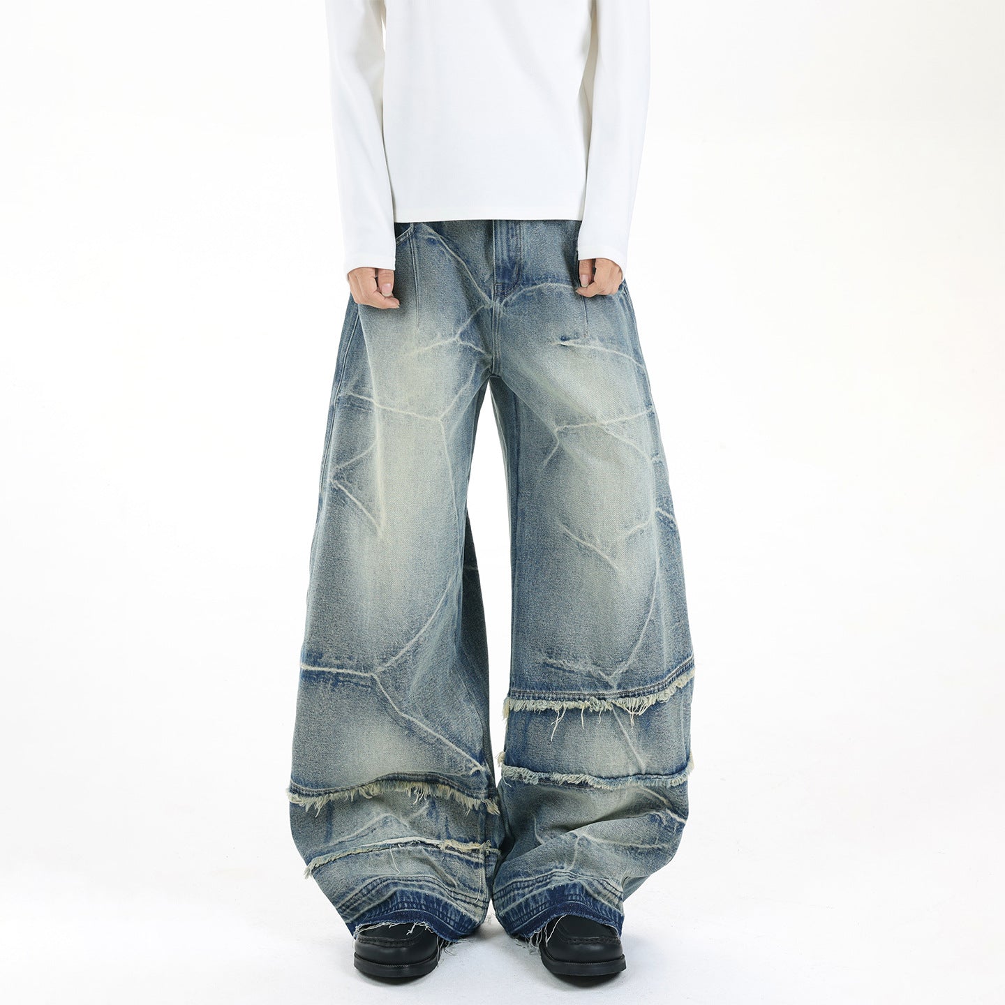 Vintage Wide Leg Denim Trousers