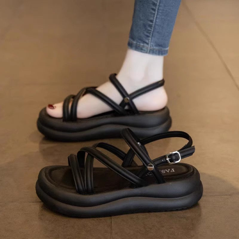 Thick-Soled Genuine Leather Sandals