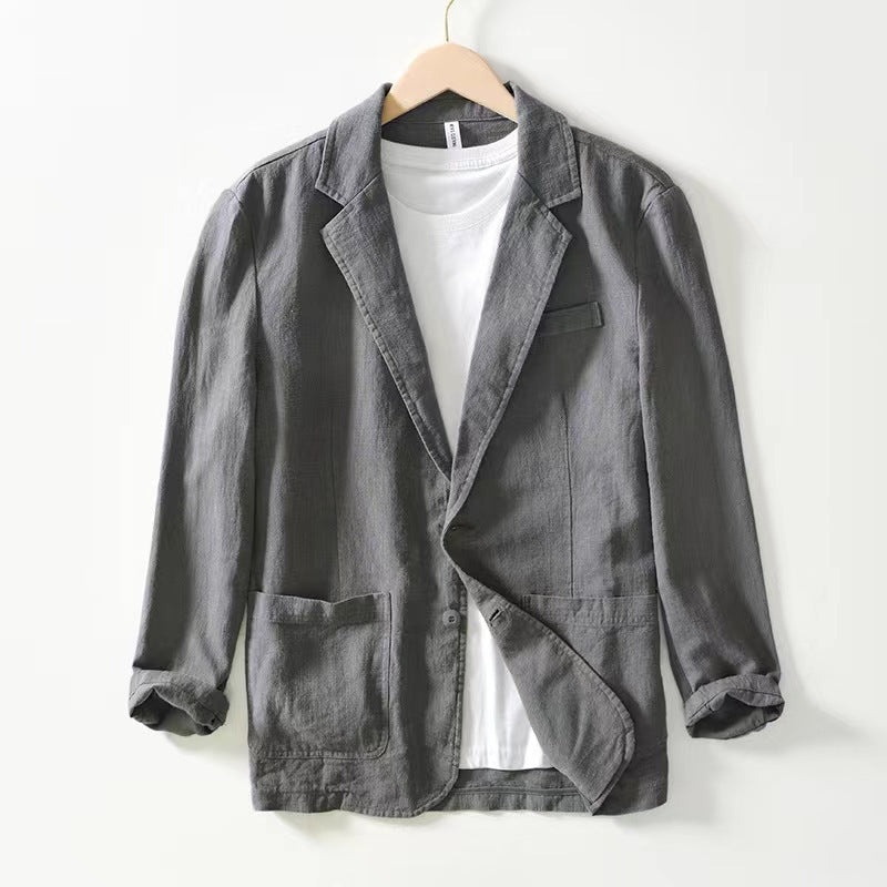 Men's casual loose single-layer cotton and linen jacket