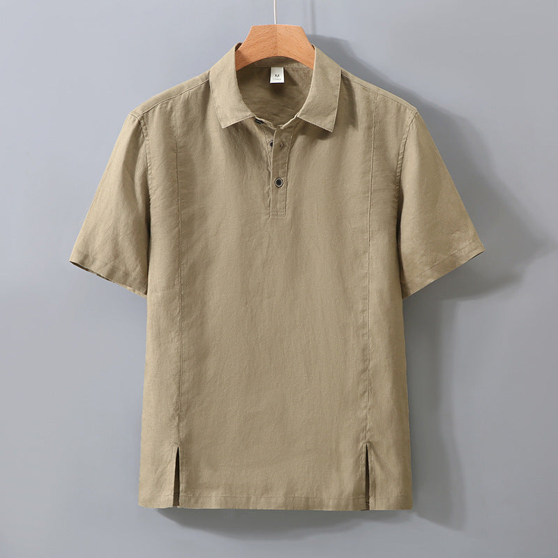 Mens Linen Polo Shirt and Pants Set
