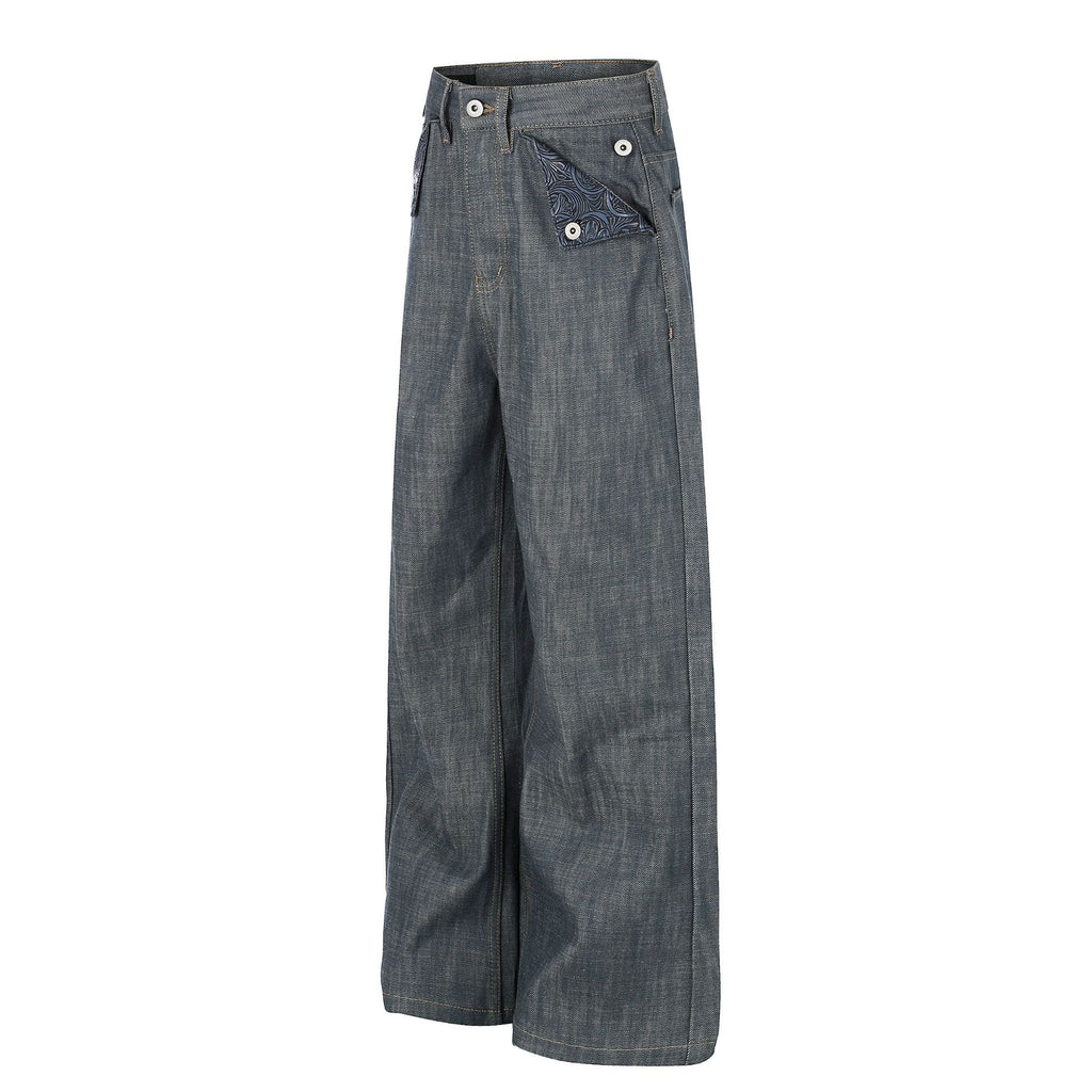 Loose Fit Cotton Denim Jeans Lake Green