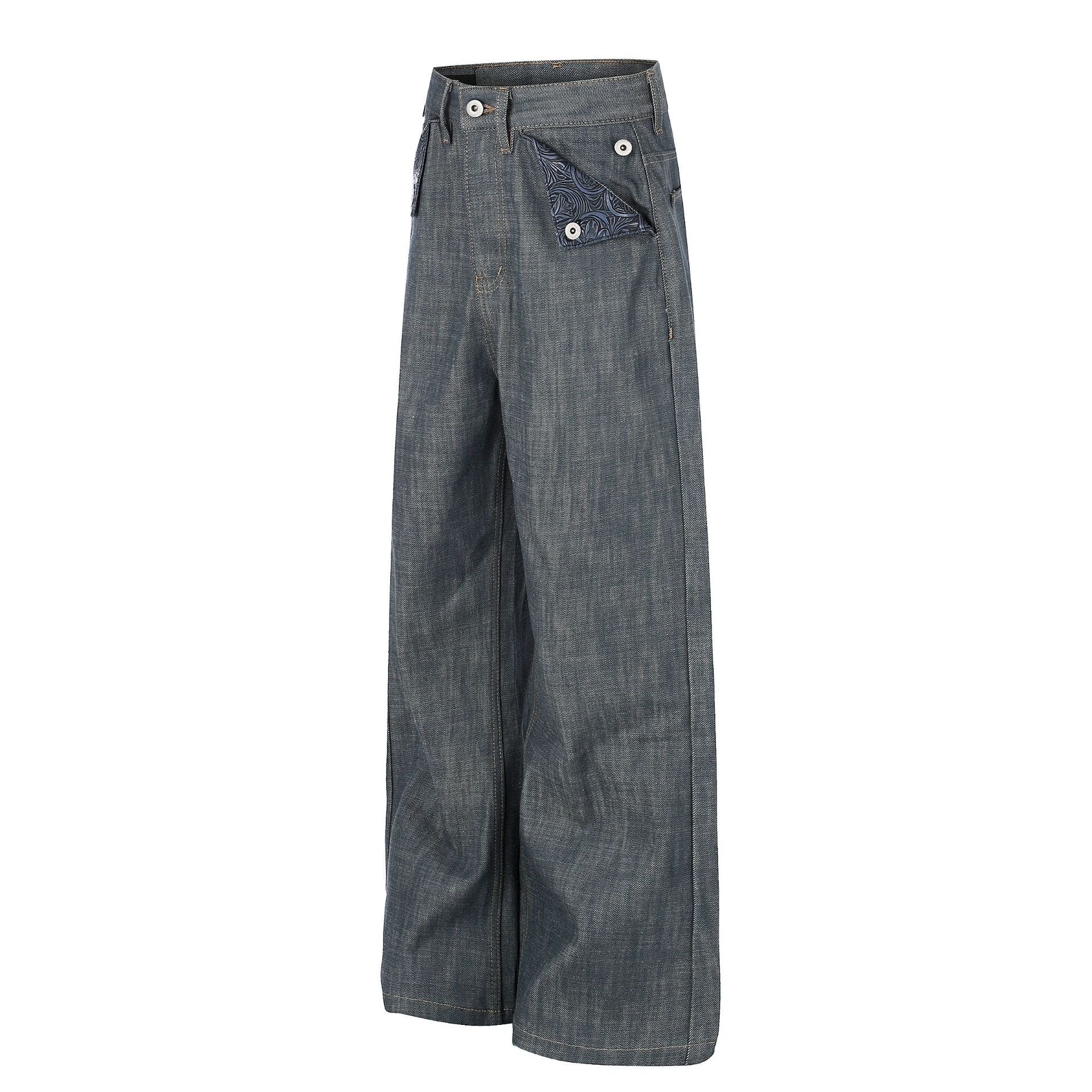 Loose Fit Cotton Denim Jeans Lake Green