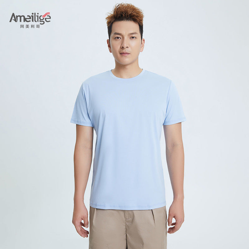 Round Neck Pure Cotton T-shirt Men's Top Base Shirt