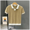 Mens Contrast Color Knitted Polo Shirt
