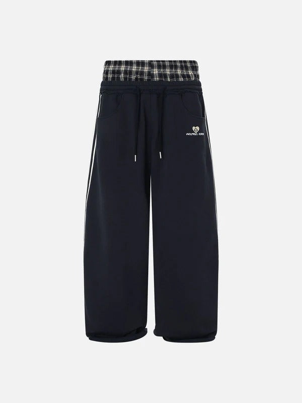Retro Striped Embroidered Casual Sweatpants