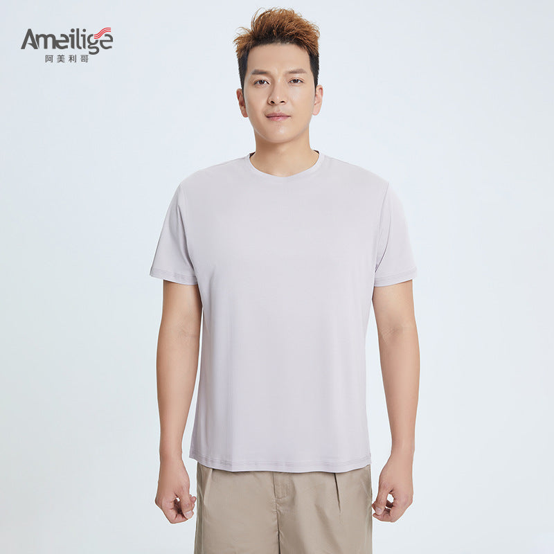 Round Neck Pure Cotton T-shirt Men's Top Base Shirt