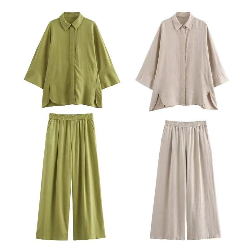 Linen Shirt Straight Trousers