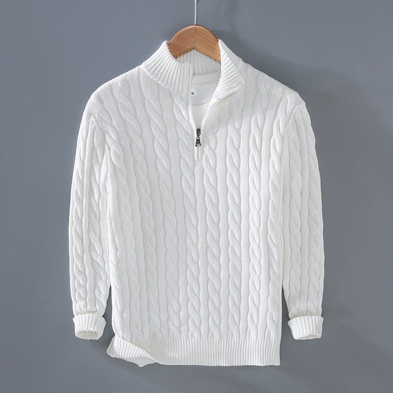 Half-High Collar Thick Coarse-Knit Men's Sweater