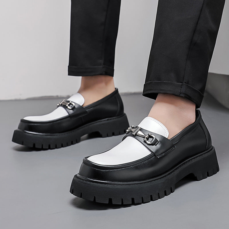 Men's Height Increasing Leather Loafers Patent Leather Casual Shoes
