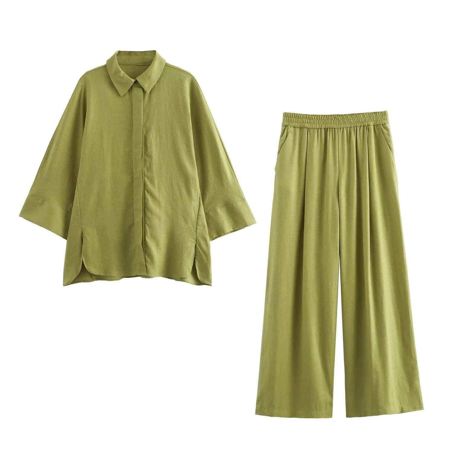 Linen Shirt Straight Trousers