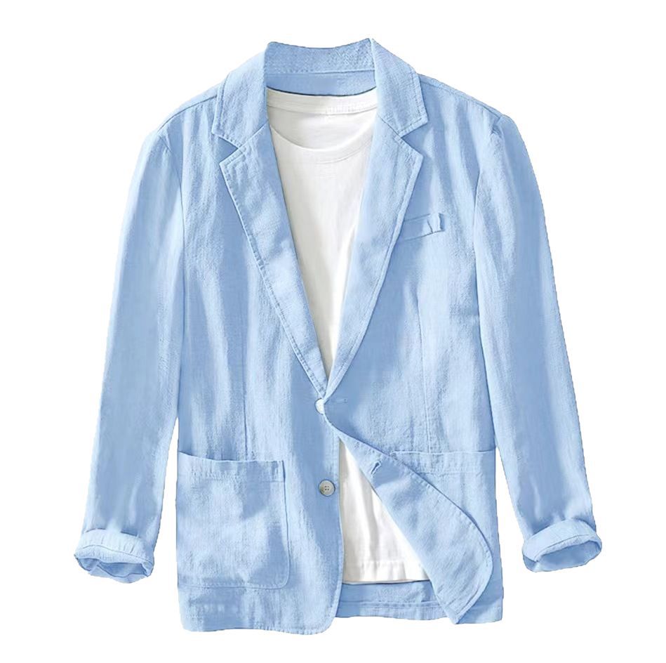 Men's casual loose single-layer cotton and linen jacket