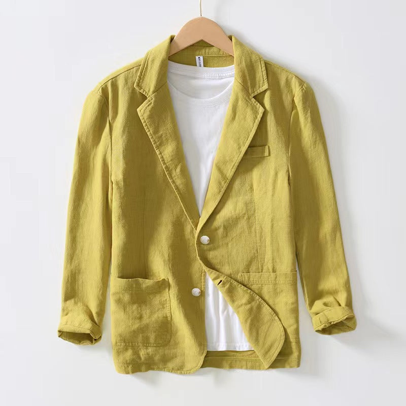 Men's casual loose single-layer cotton and linen jacket