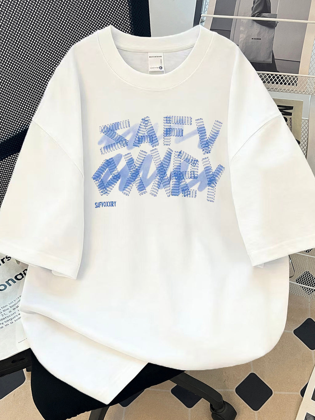 Letter Print Heavyweight Cotton T-Shirt