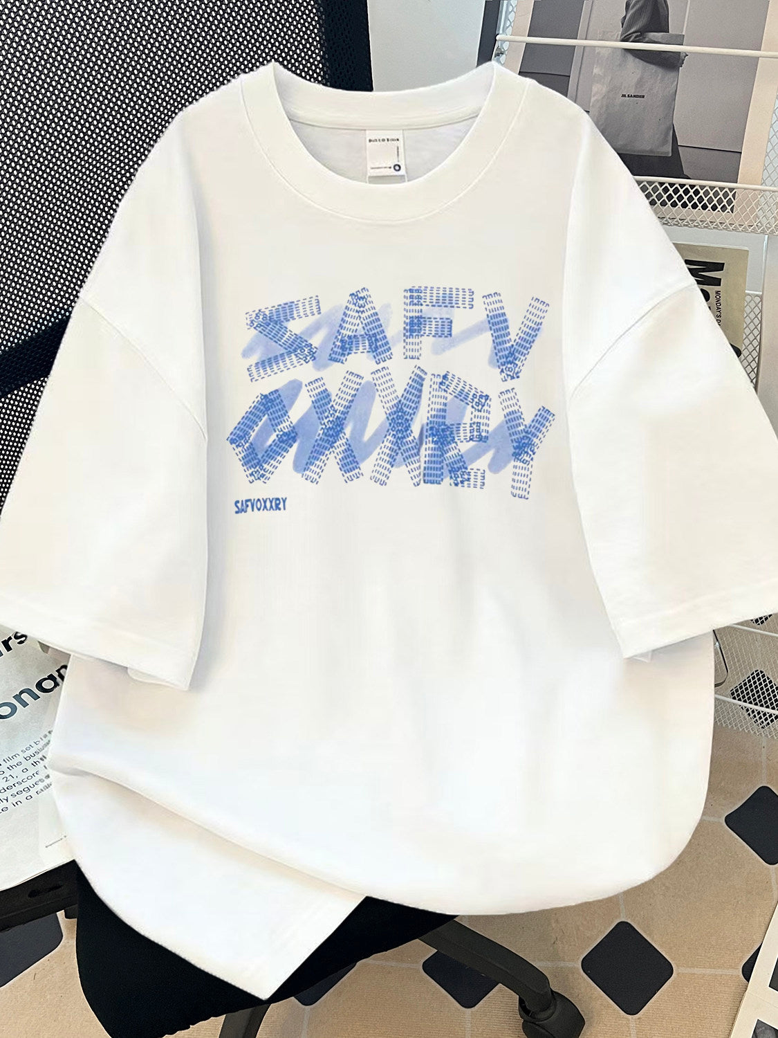 Letter Print Heavyweight Cotton T-Shirt