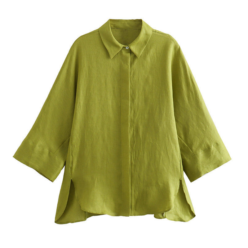 Linen Shirt Straight Trousers