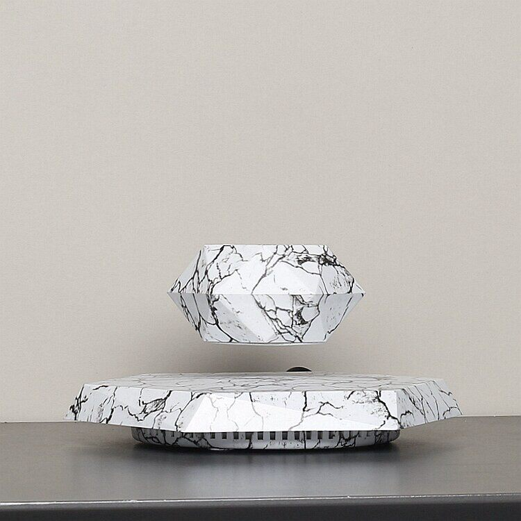 Magnetic Levitation Planter with Wood Carving, Trendy Living Room Decor