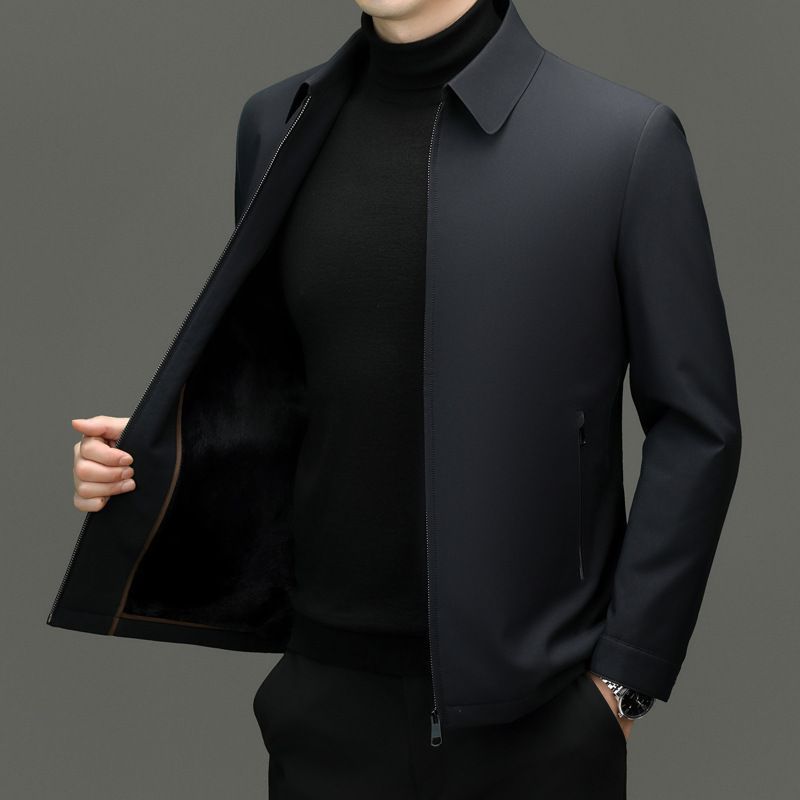 Men's Business Casual Lapel Solid Color Cotton Jacket