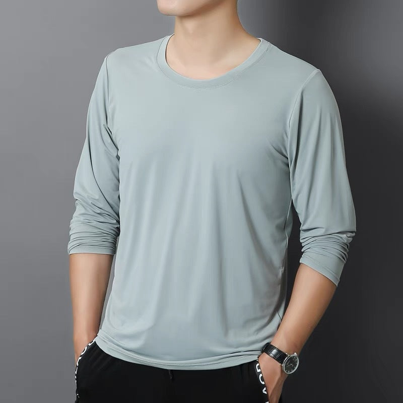 Mens Summer Long Sleeve Ice Silk T-Shirt