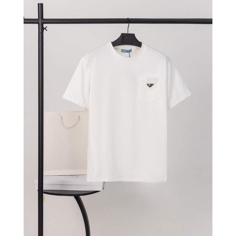 Mens Cotton T-Shirt with Metal Logo
