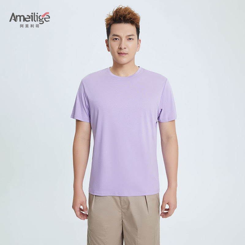 Round Neck Pure Cotton T-shirt Men's Top Base Shirt