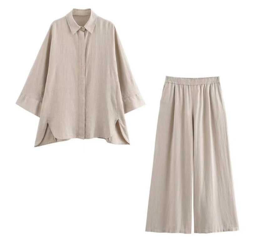 Linen Shirt Straight Trousers
