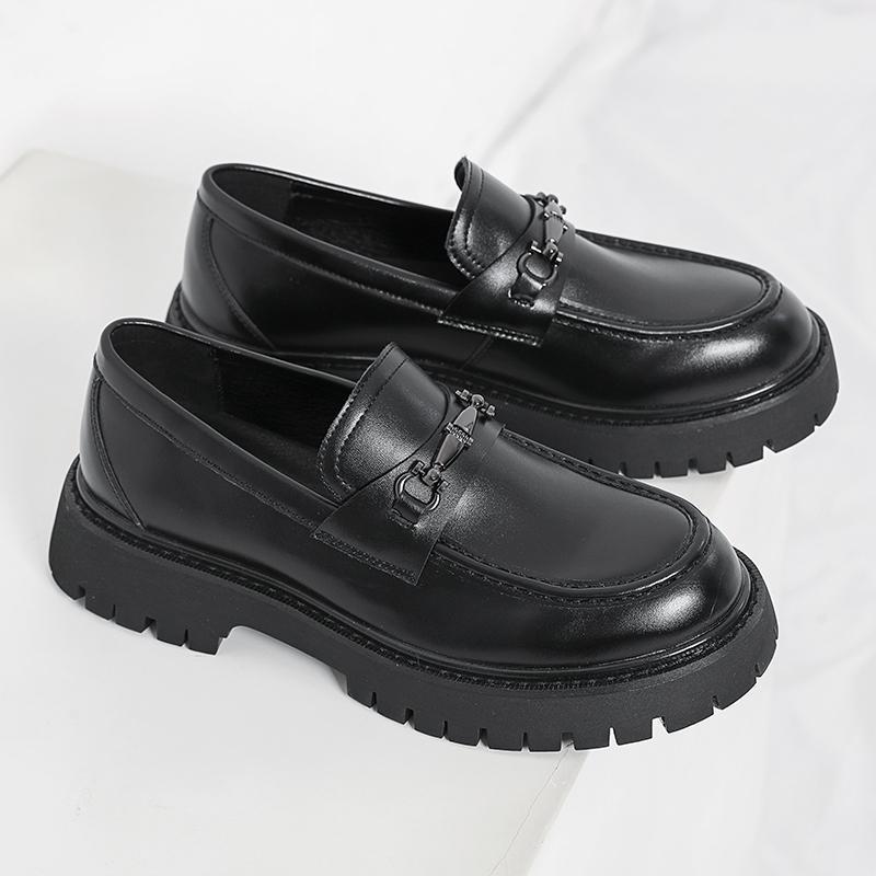 Men's Height Increasing Leather Loafers Patent Leather Casual Shoes