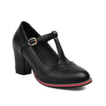 British Style Round Toe Buckle High Heel Shoes